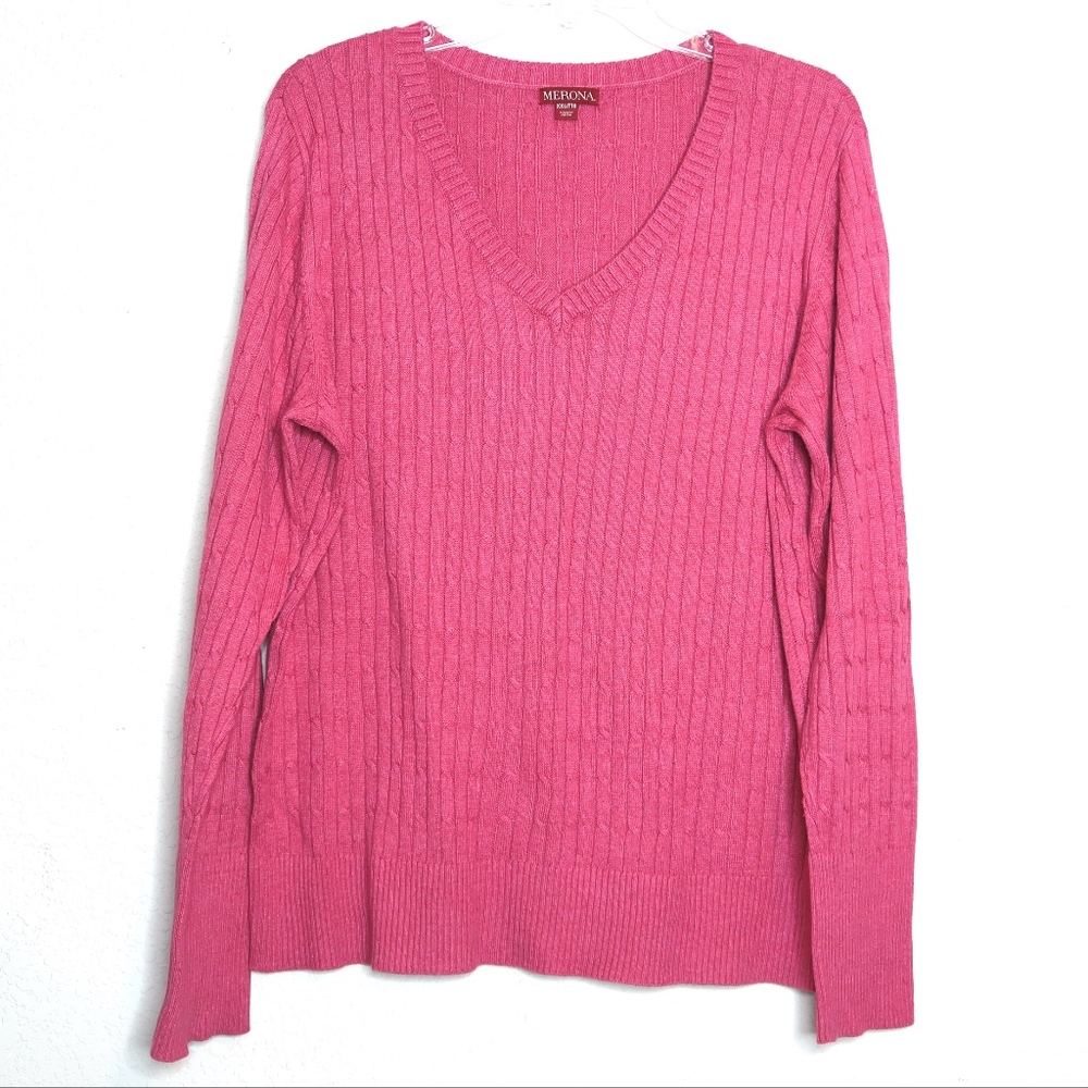 NWOT Merona Cable Knit Sweater Magenta Wm XXL